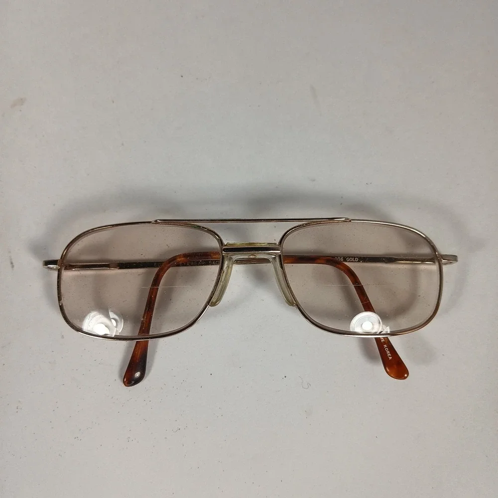 Vtg Europa Eyewear Aviator Glasses Gold Metal Frame Only 70s 80s 54-18 140mm